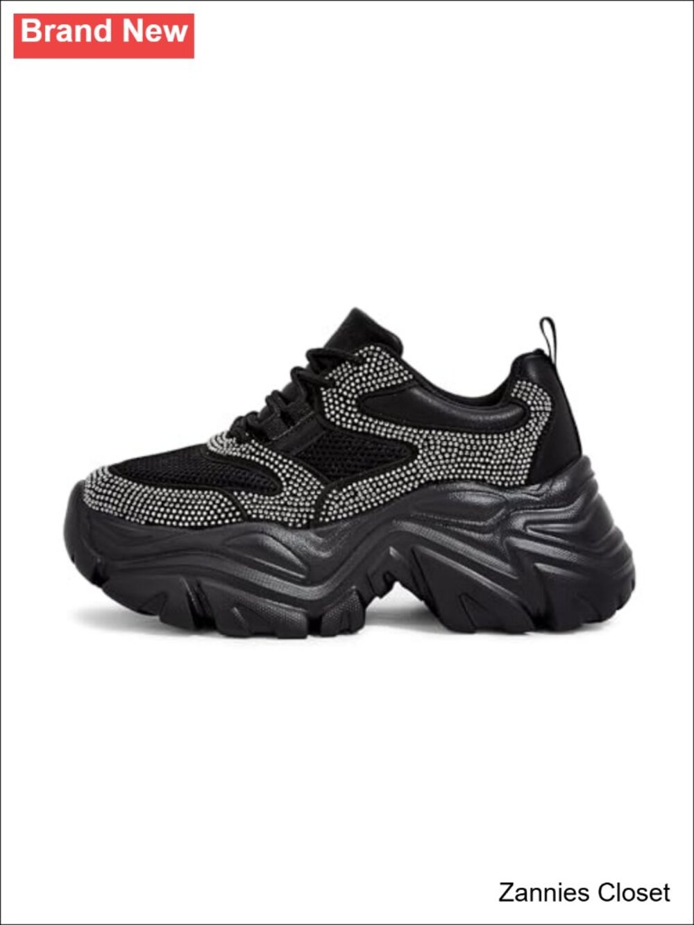 🤠 Chunky Platform Sneakers Rhinestone Lace-Up Comfort Wedge Walking Shoes
